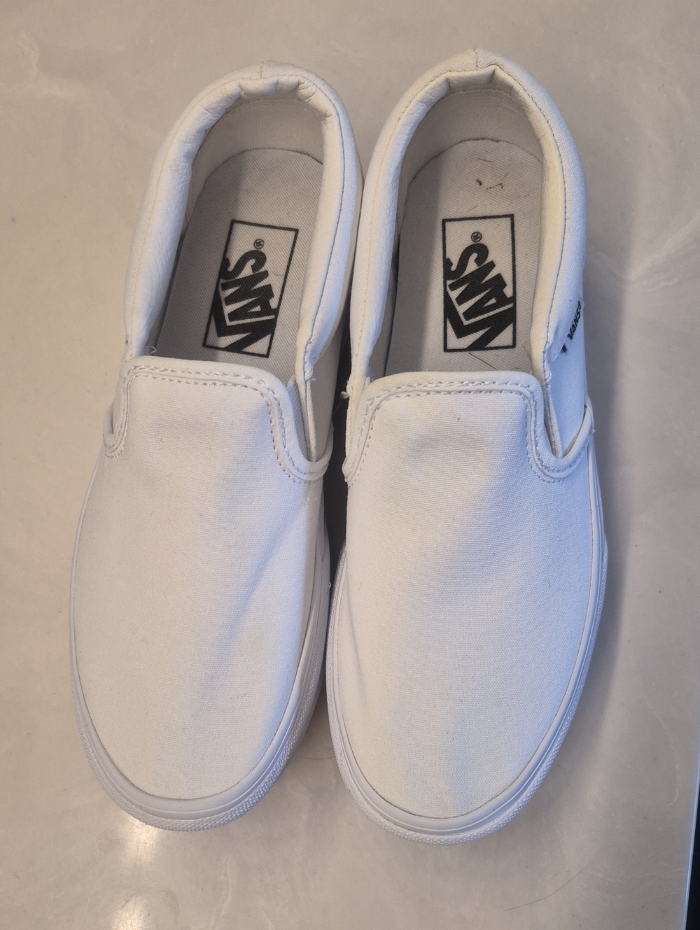 Vans White Slip-On Canvas Sneakers Size 6